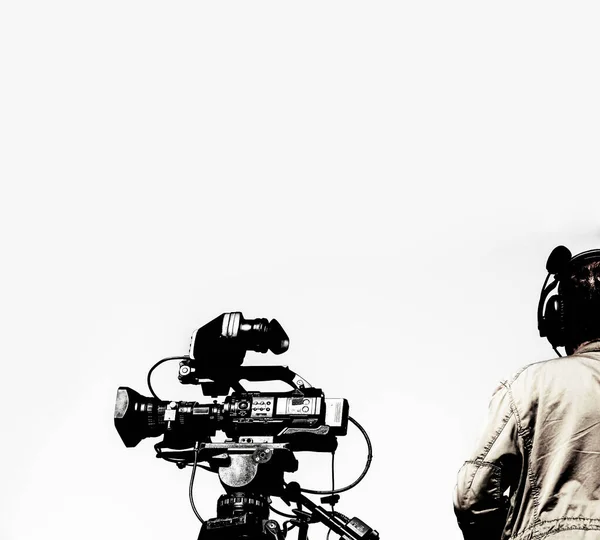 Cameraman Filming Man Filming Air Display Cameraman Filming Television Live — Stock Photo, Image