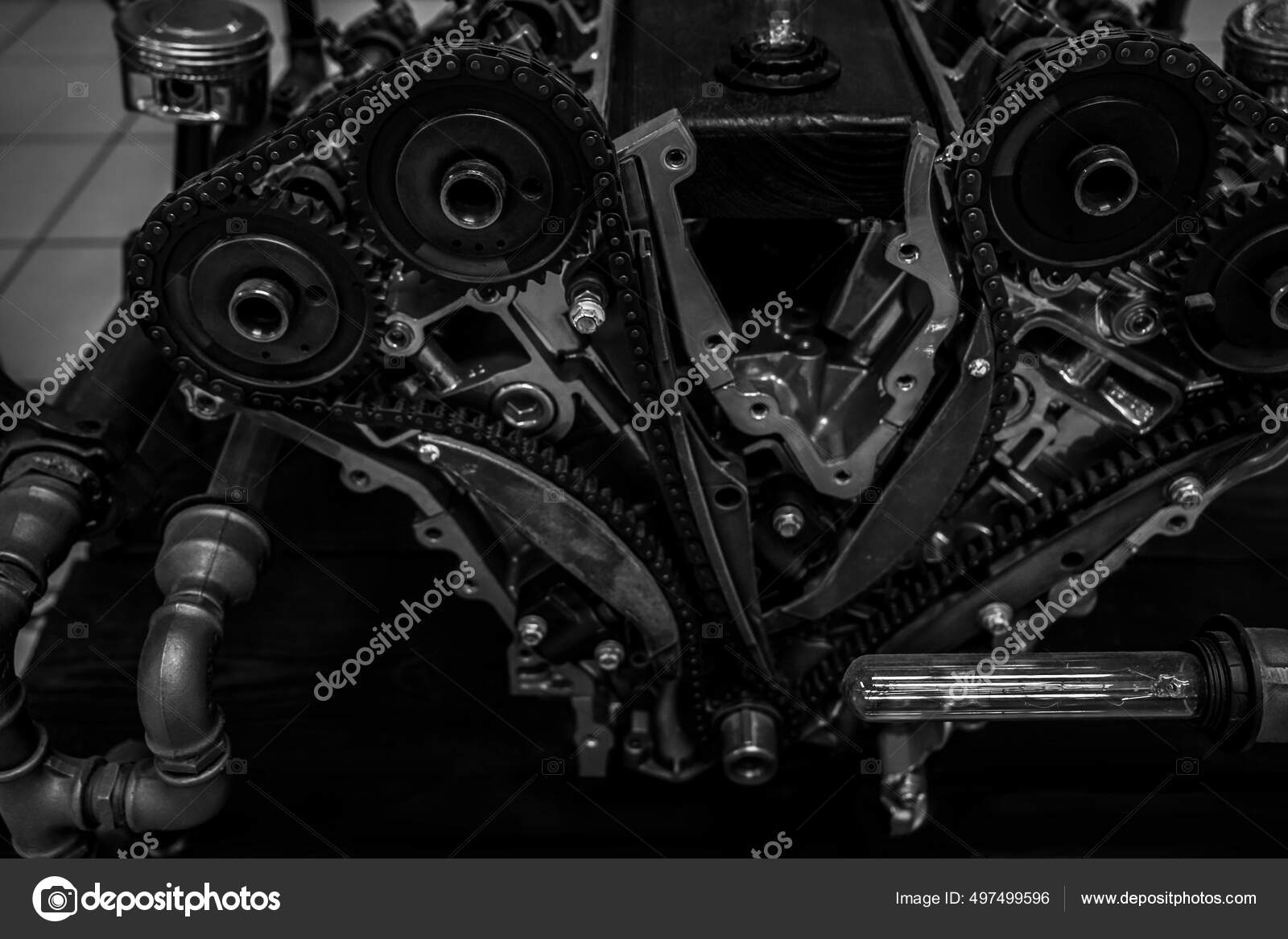 Engine Timing Mechanism Car Timing Chain Cutaway Engine Internal