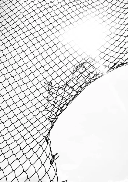Иллюстрация Проволочный Забор Металлическая Сетка Изолированы Белом Фоне Дыра Сети — стоковое фото