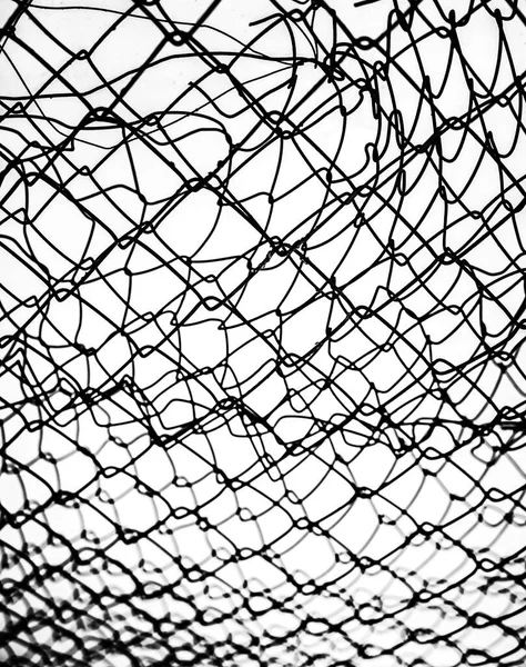 damage wire mesh on white background.