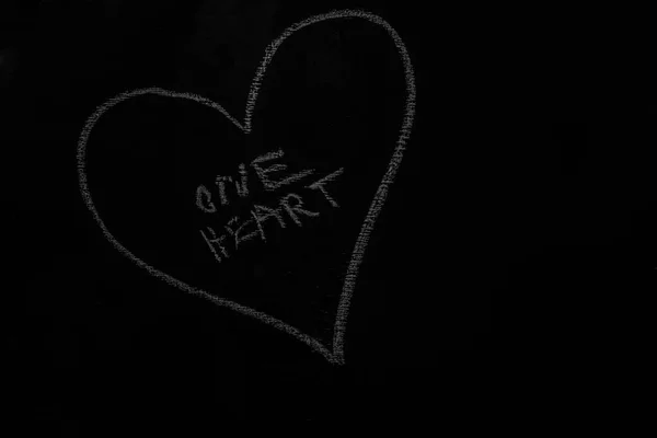 Heart Words One Heart Drawn Chalk Chalk Board — Stock Photo, Image