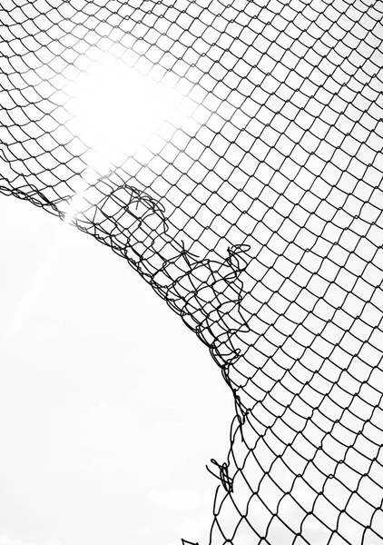 Иллюстрация Проволочный Забор Металлическая Сетка Изолированы Белом Фоне Дыра Сети — стоковое фото