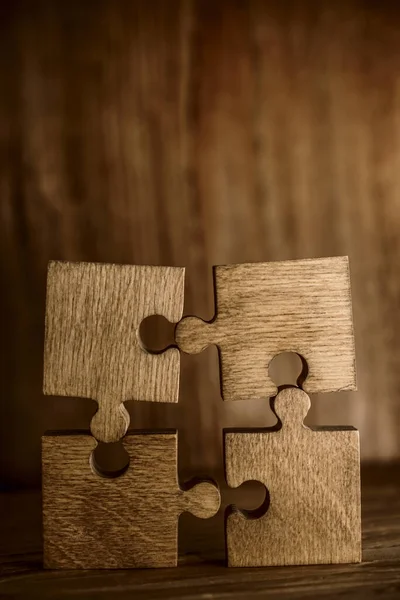 木製パズル4枚 接続の概念 — ストック写真