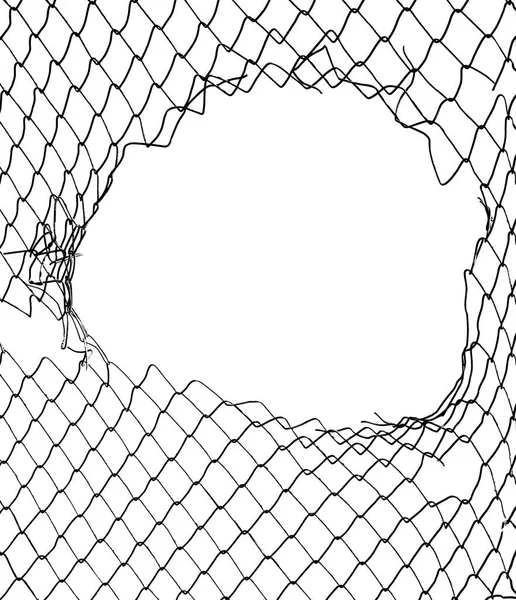 Пошкоджена Дротова Сітка Білому Тлі — стокове фото