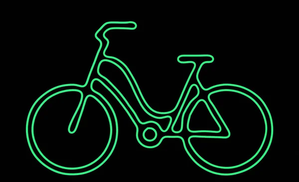 Leuchtendes Fahrrad Als Symbol Auf Der Straße Neon Der Wand — Stockfoto