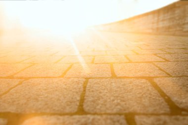 The Ground for Street Road 'daki Monotone Gray Stones' un Perspektif Görünümü. 