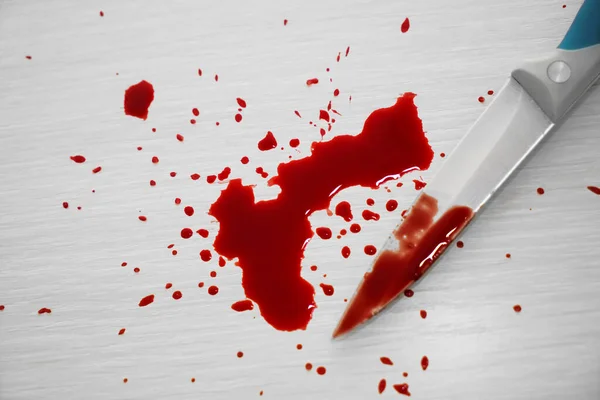 Véres Konyhakés Fröccsent Vérrel Családi Gyilkosság Családon Belüli Erőszak — Stock Fotó