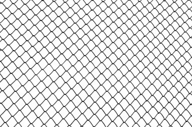 Beyaz arka planda izole edilmiş dekoratif tel örgüler. Zincirli tel. Beyaz duvar arka planında çelik tel örgüsü izole edildi.