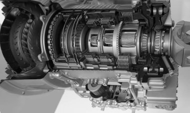 Gezegen vitesleri bu bağlamda otomatik vites içinde. Metal mekanizması. Çelik. Mühendislik. Ağır endüstri. Kavram: Metal yedek parça üretimi. Sanayi konuları