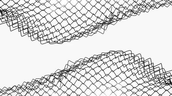 Καλώδιο Φράχτη Μεταλλικό Δίχτυ Απομονώνονται Λευκό Φόντο Ακτίνες Του Ήλιου — Φωτογραφία Αρχείου