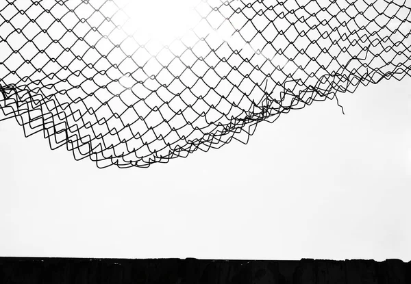 배경에는 울타리나 광선에 구멍이 뚫렸습니다 Wire 울타리 Rabitz Net — 스톡 사진