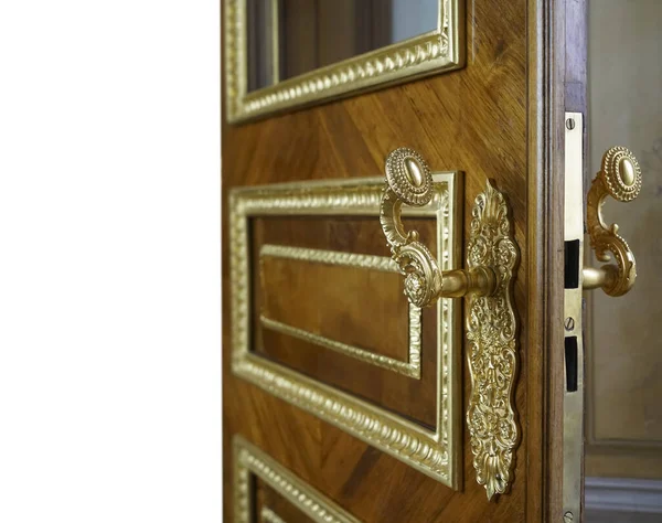 Porta Madeira Velha Bonita Com Punho Dourado Museu Hermitage — Fotografia de Stock