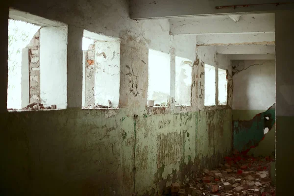 Interior Antiguo Edificio Militar Abandonado Sala Cine Interior Edificio Ruinas —  Fotos de Stock