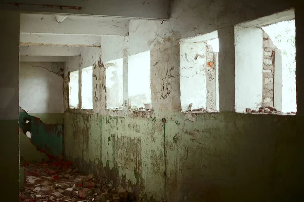 Interior Antiguo Edificio Militar Abandonado Sala Cine Interior Edificio Ruinas —  Fotos de Stock