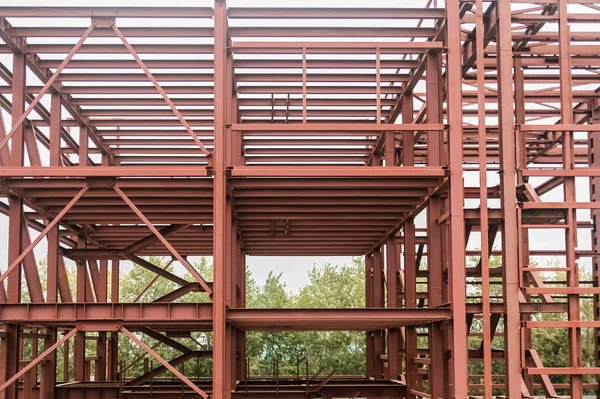 Braun Lackierte Stahlkonstruktion Dach Der Lagerhalle — Stockfoto