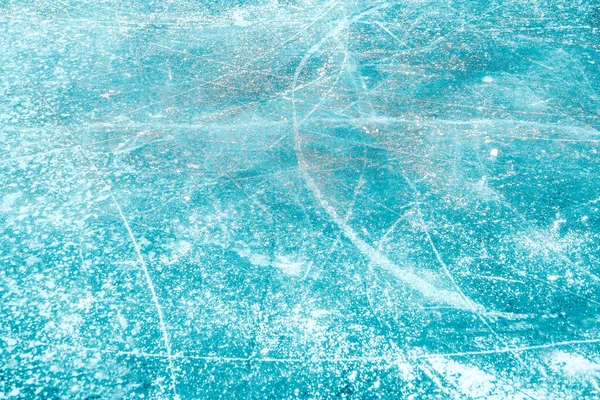 划痕冰冻的冰纹理与从溜冰鞋的划痕 — 图库照片