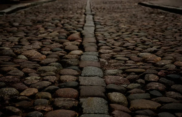 Rua Cobblestone Europeia Vyborg Região Leningrado — Fotografia de Stock