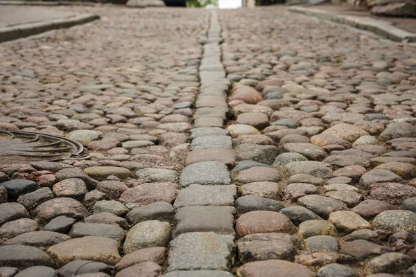 Europese Cobblestone Straat Uit Vyborg Regio Leningrad — Stockfoto