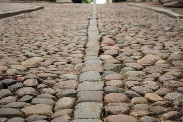 European Cobblestone Street Vyborg Leningrad Region —  Fotos de Stock