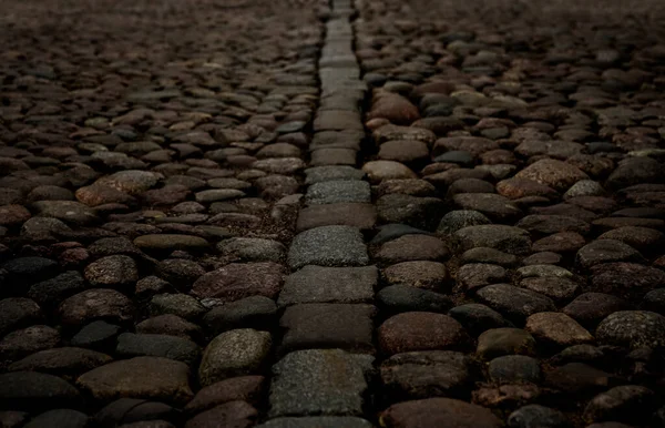 European Cobblestone Street Från Viborg Leningradregionen — Stockfoto