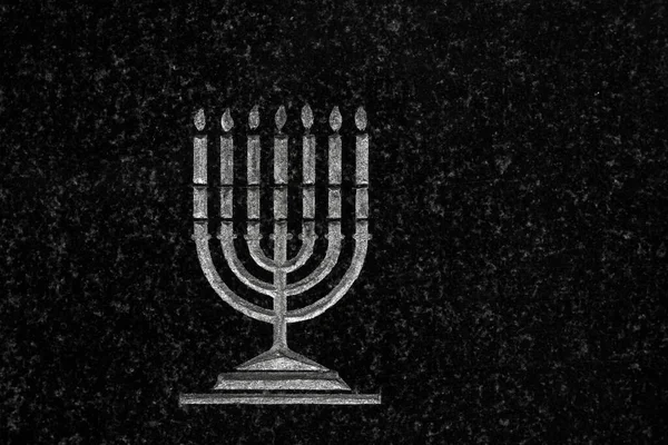 Menorah Κεριά Hanukkah Εβραϊκή Επιγραφή Γιορτή Στην Ταφόπλακα — Φωτογραφία Αρχείου