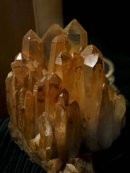 A cluster of transparent quartz crystals
