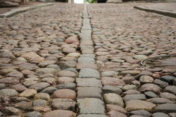 Europejska Ulica Cobblestone Vyborg Obwód Leningradzki — Zdjęcie stockowe