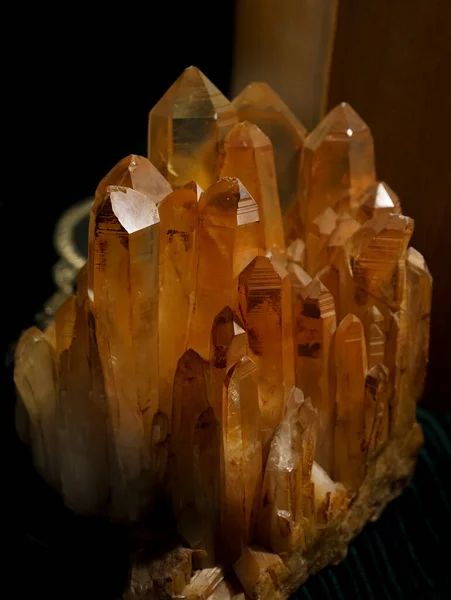 A cluster of transparent quartz crystals