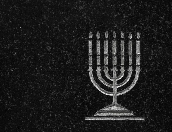 Menorah Nebo Chanuka Svíčky Židovská Slavnostní Cedule Náhrobku — Stock fotografie