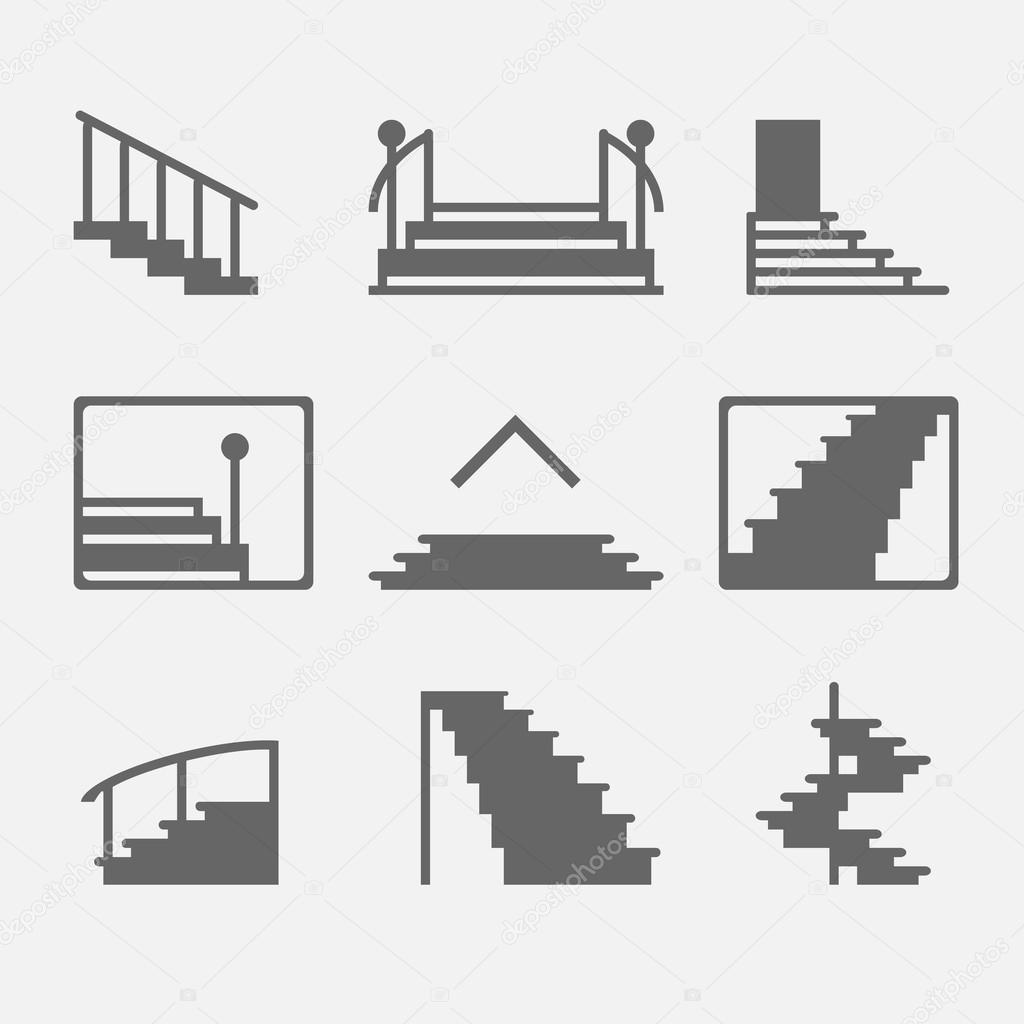 Stairs or stairway icons