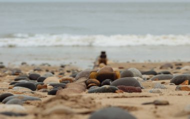 Taşlar kıyı şeridi plaj dokusu arka planı