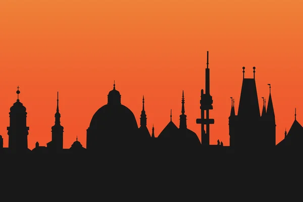 Silhouette illustration of Prague Towers — Stok Vektör