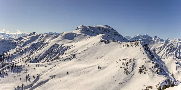 Zimní panorama zasněžených hor — Stock fotografie