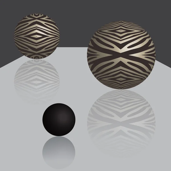 Trois boules sur une surface brillante — Image vectorielle