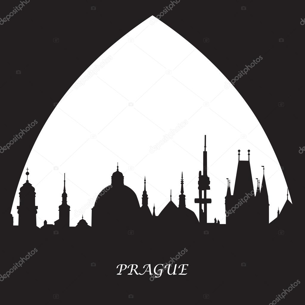 Prague icon in black and white