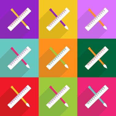 Mobil gölge, kalem cetvel için Web Simgeler modern tasarım