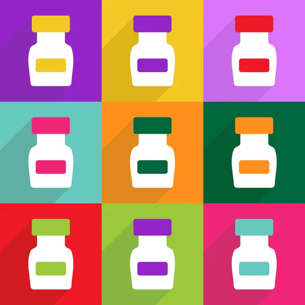 Web ícones design moderno para sombra móvel, garrafa médica —  Vetores de Stock