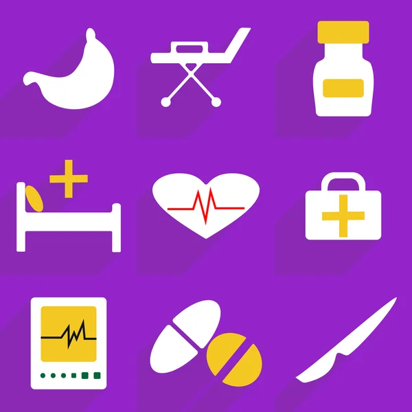 Iconos web diseño moderno para sombra móvil, conjunto de iconos médicos — Archivo Imágenes Vectoriales