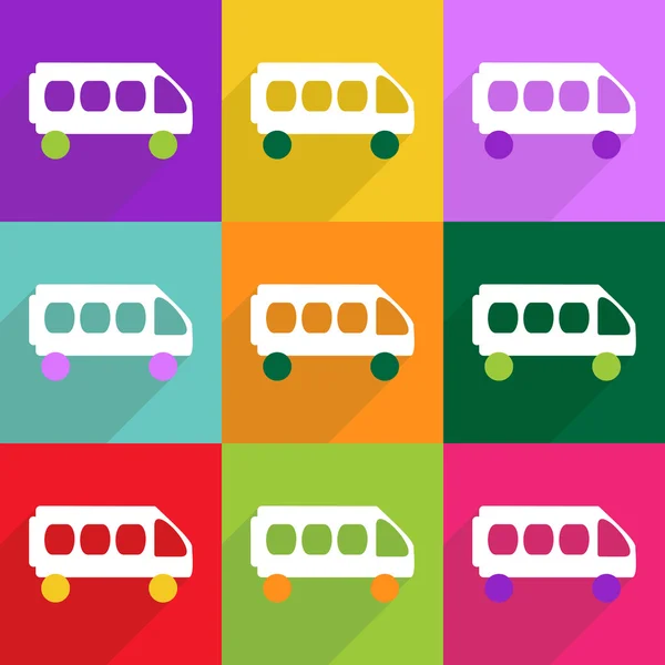 Веб-иконки современный дизайн для мобильных теней, автобусов — стоковый вектор
