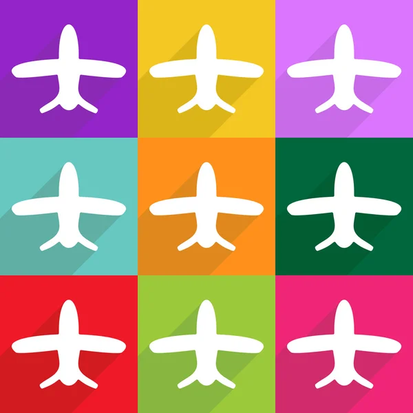 Σύγχρονη σχεδιασμός εικονίδια ιστοσελίδων για κινητά σκιά, αεροπλάνο — Διανυσματικό Αρχείο