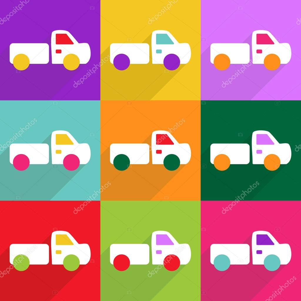 Web icons modern design for mobile shadow, Pickup truck