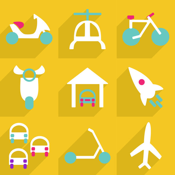 Веб-иконки современный дизайн для мобильных теней, транспортировка иконок
