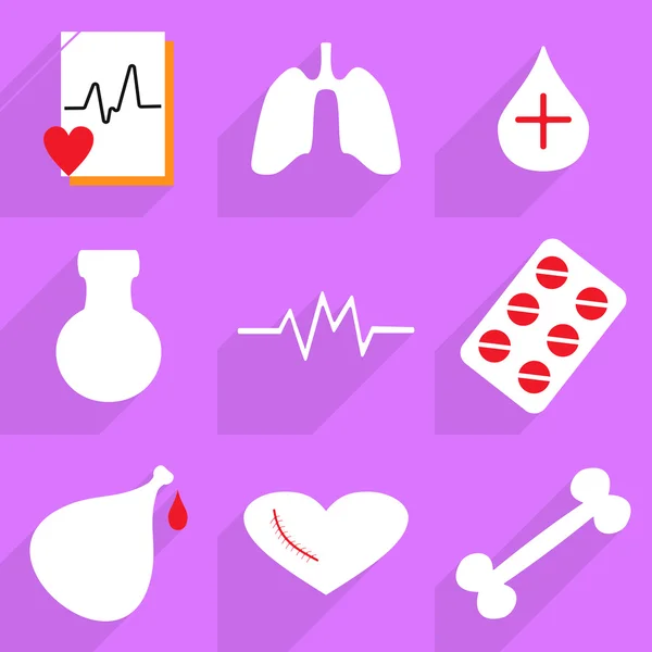 Iconos web de diseño moderno para sombra móvil, icono de la medicina conjunto — Archivo Imágenes Vectoriales