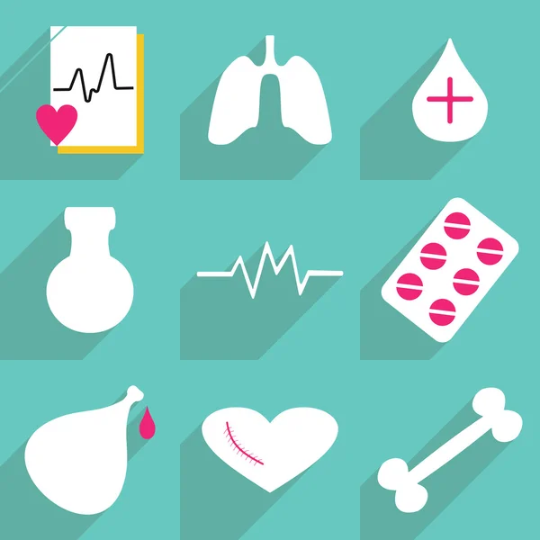 Iconos web de diseño moderno para sombra móvil, icono de la medicina conjunto — Archivo Imágenes Vectoriales