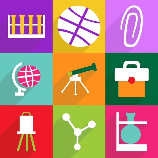 Iconos web de diseño moderno para sombra móvil, la educación icono conjunto — Vector de stock