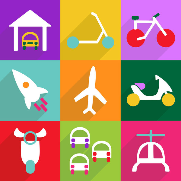 Веб-иконки современный дизайн для мобильных теней, транспортировка иконок
