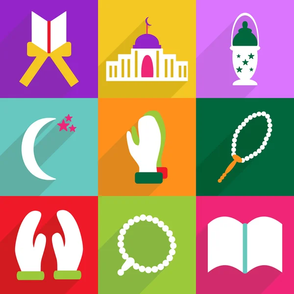 Icônes Web design moderne pour ombre mobile, ensemble d'icônes Ramadan — Image vectorielle