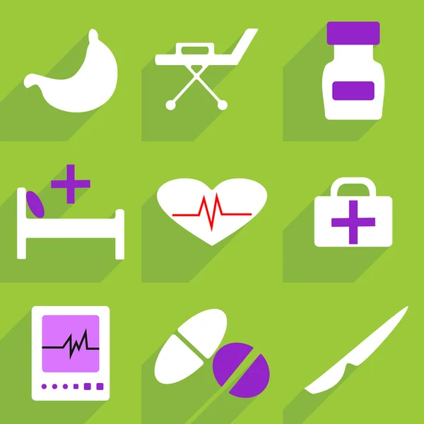 Ikony WWW nowoczesny design dla mobilnych cień, ikony zestaw medyczny — Wektor stockowy