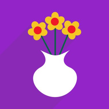 Düz çizmek ile gölge ve modern simgesi çiçek vazo