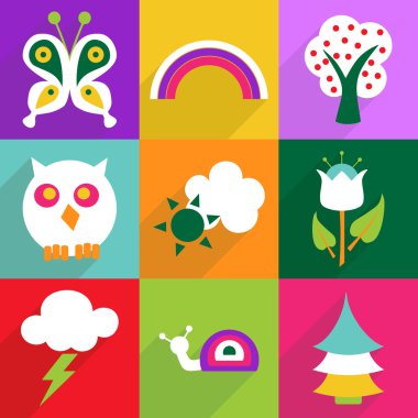 Gölge ve modern simgesi doğa düz tasarımı ayarla